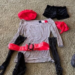 Women's Striped French Costume with Red Accessories
